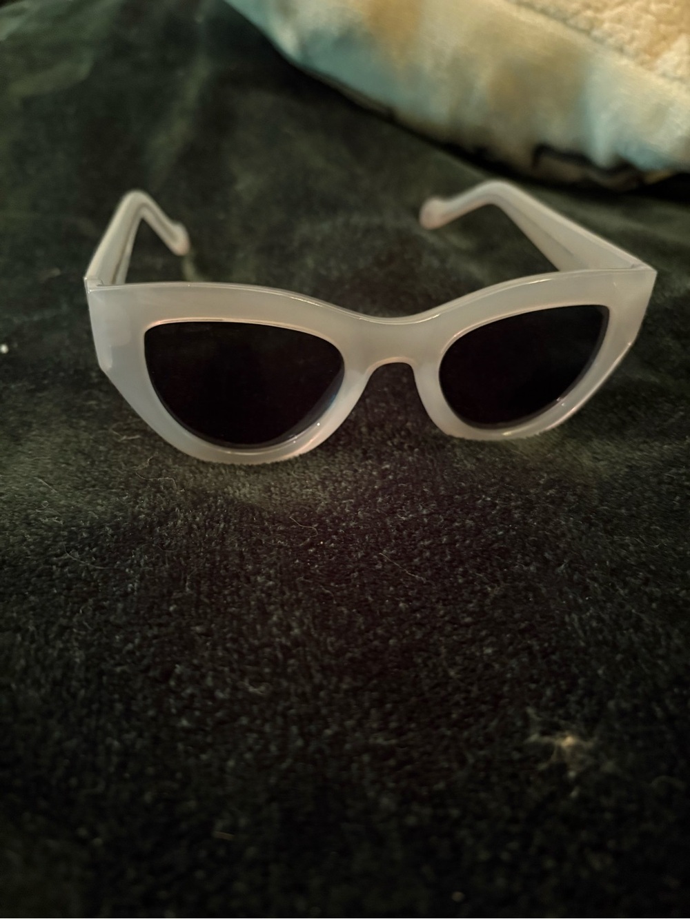 Classic Cat Eye Sunglasses - White Frame, Black Lenses